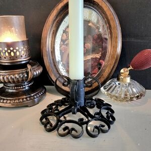 Handforged Metal Candlestick Holder, Rustic Country Cottage Victorian style